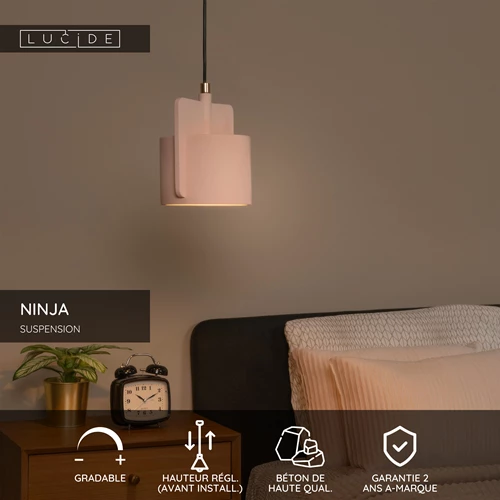 Lucide NINJA - Suspension - Ø 16 cm - 1xE27 - Rose - USP